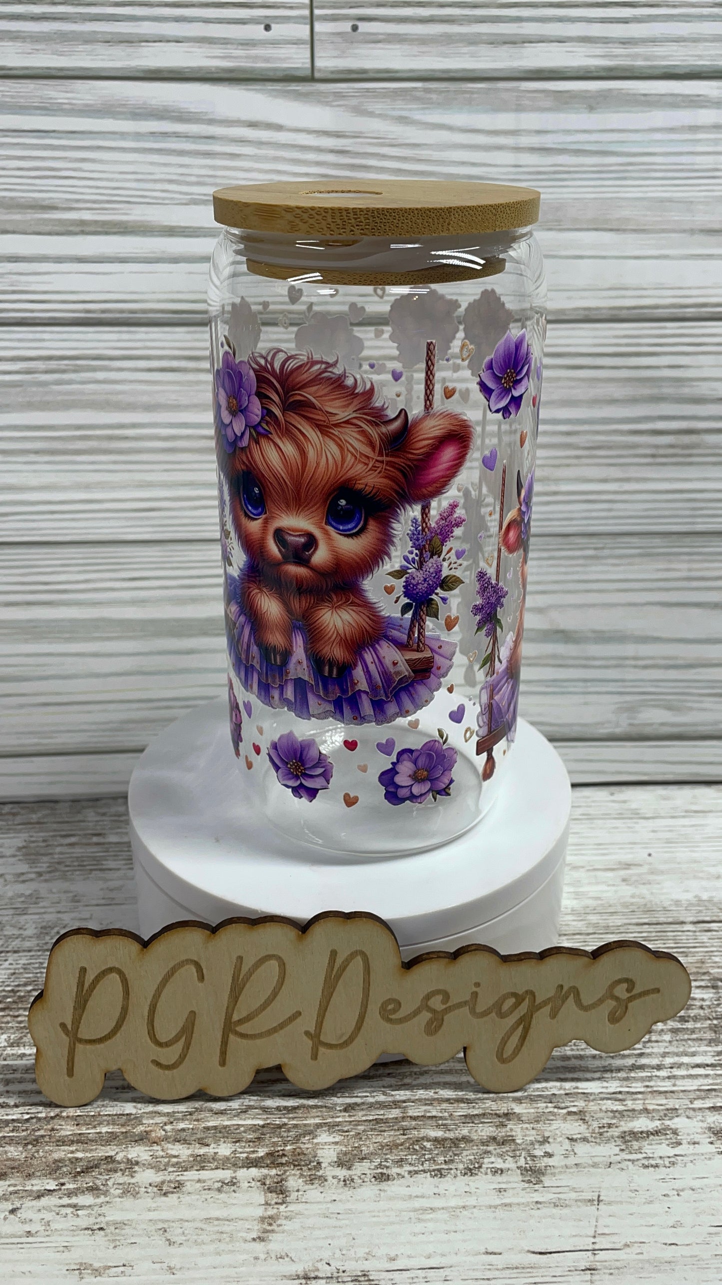 Glass cup with bamboo lid