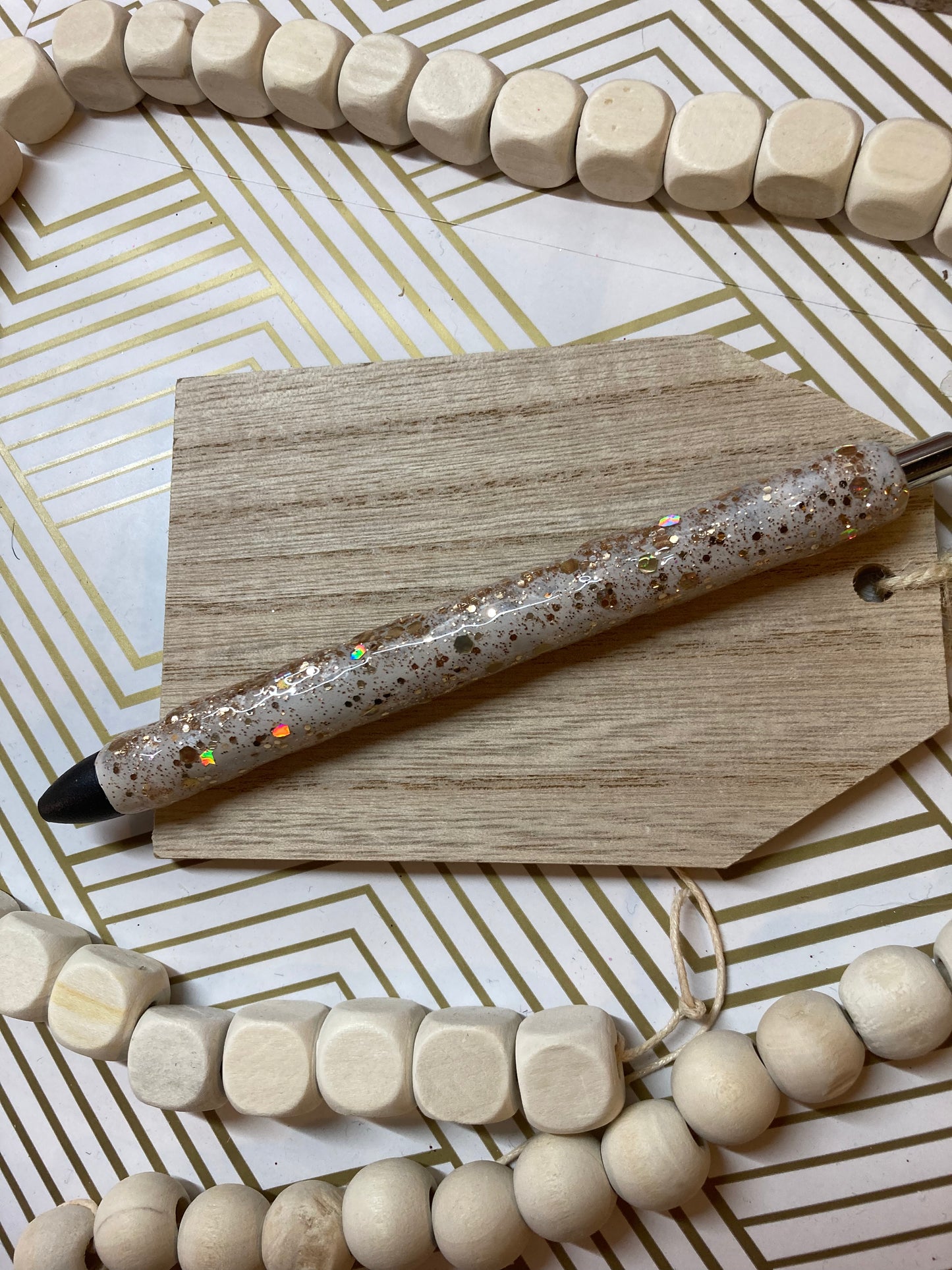 White with rose gold chunky glitter