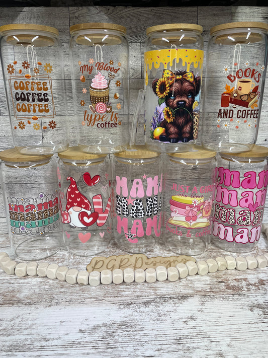 Glass cup with bamboo lid